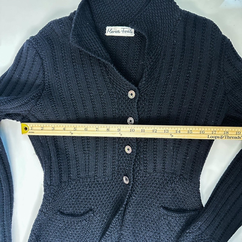 Vintage Late‎ 1990s  RARE Marion Foale Black Hand-Knit Cardigan Size M - Picture 4 of 9
